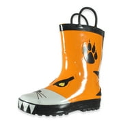 Lily of New York Boys' Tiger Rain boots - orange, 7 toddler